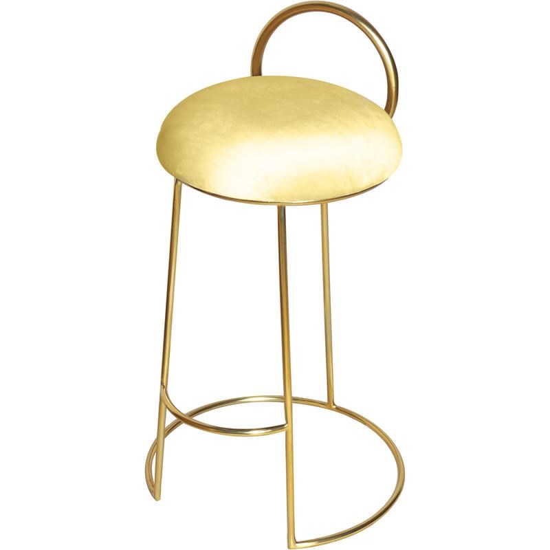 Home Square Soft Yellow Velvet Counter Stool in Brushed Gold Finish - Set of 2