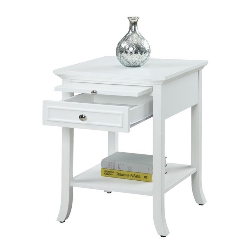Home Square American Heritage Logan End Table in White Wood Finish - Set of 2