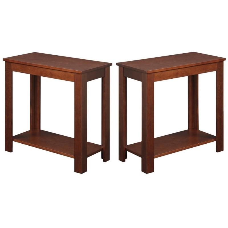 Home Sqaure Chairside End Table in Espresso Mahogany Wood Finish - Set of 2