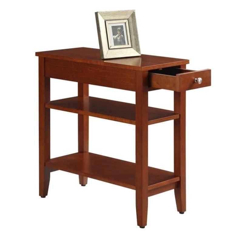 Home Square American Heritage 3 Tier End Table in Cherry Wood Finish - Set of 2