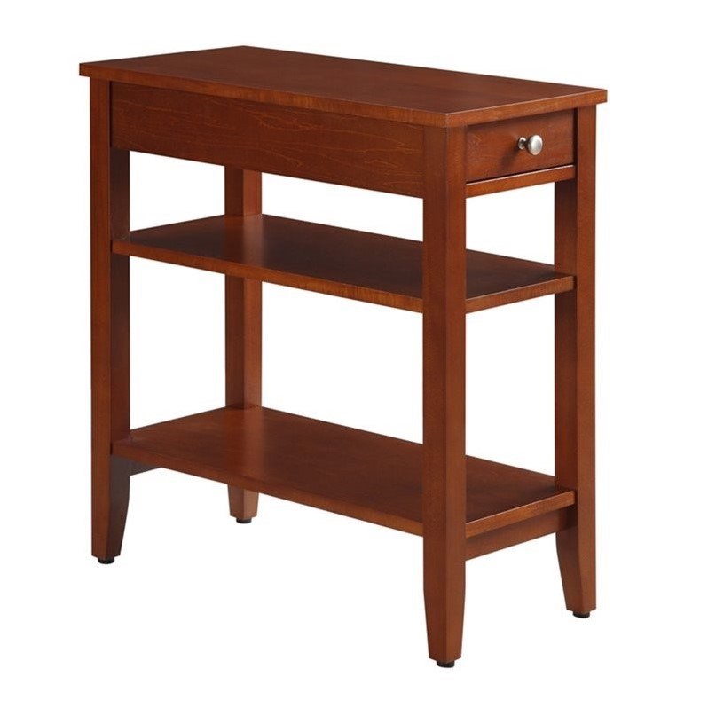 Home Square American Heritage 3 Tier End Table in Cherry Wood Finish - Set of 2