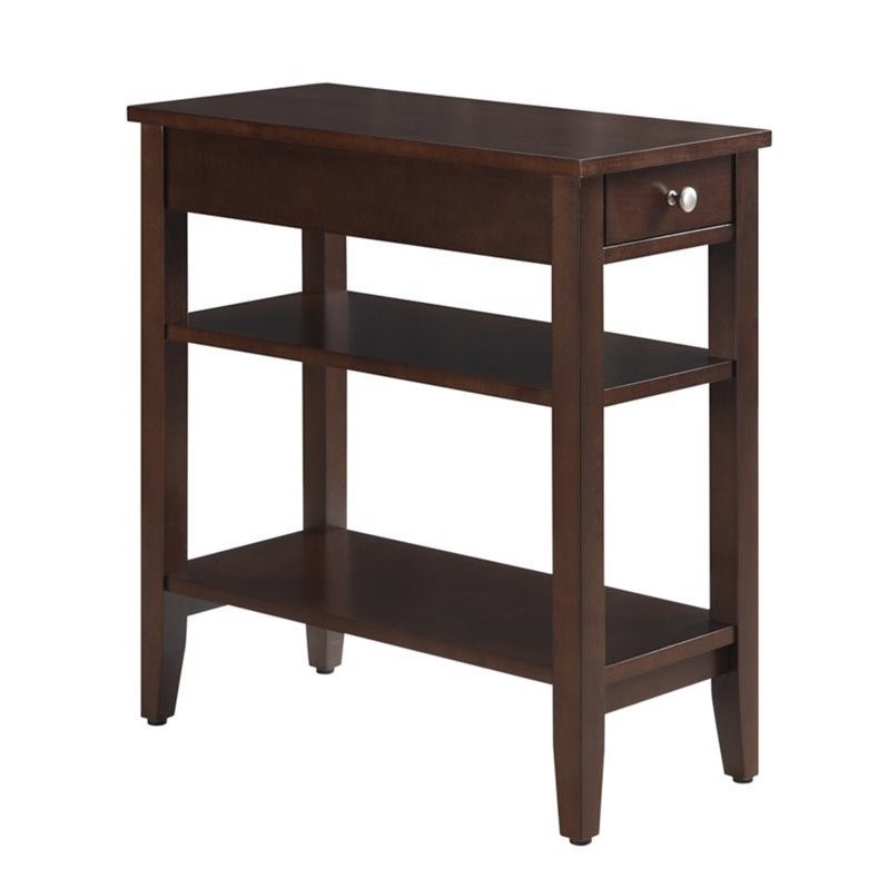 Home Square 3 Tier End Table in Espresso Wood Finish - Set of 2