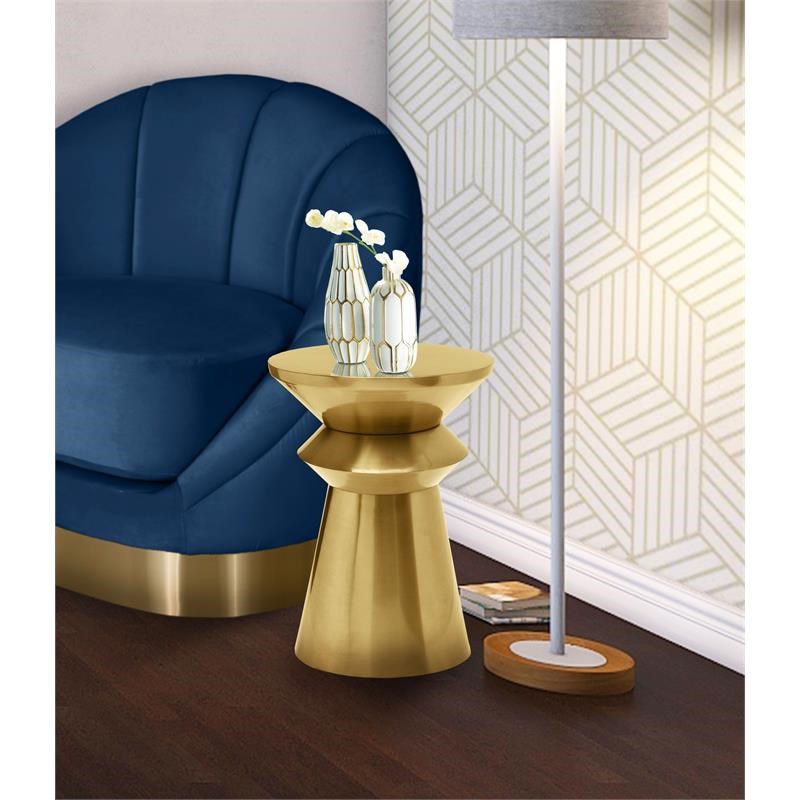 Home Square Rich Gold Brushed Metal End Table - Set of 2