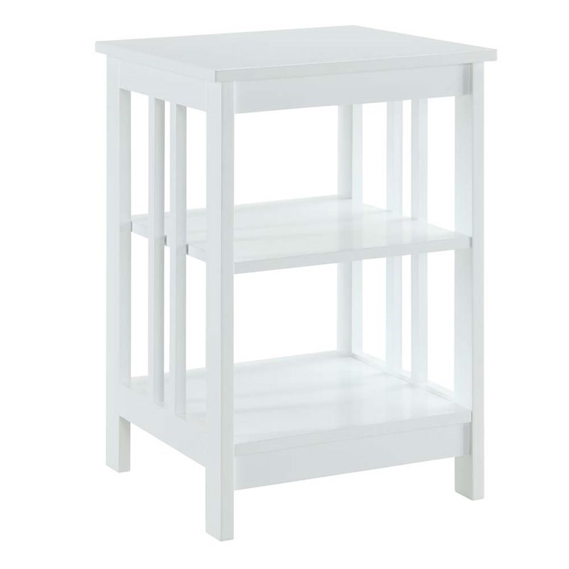 Home Square Mission Square End Table in White Wood Finish - Set of 2