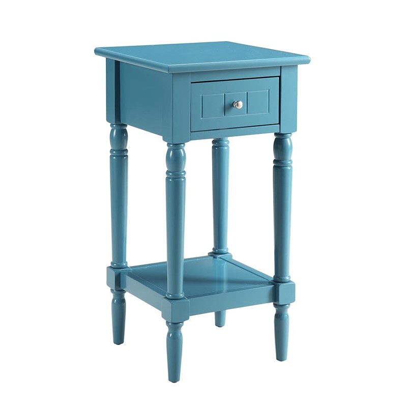 Home Square French Country Square End Table in Blue Wood Finish - Set of 2