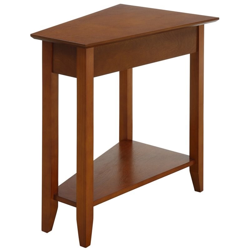Home Square American Heritage Wedge End Table in Cherry Wood Finish - Set of 2