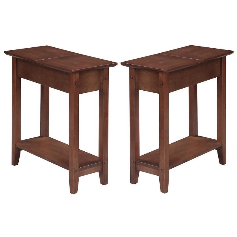 Home Square American Heritage Flip Top End Table in Walnut Wood - Set of 2