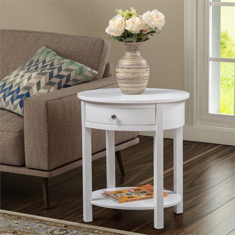 Home Square Accents Cypress End Table in White Wood Finish - Set of 2