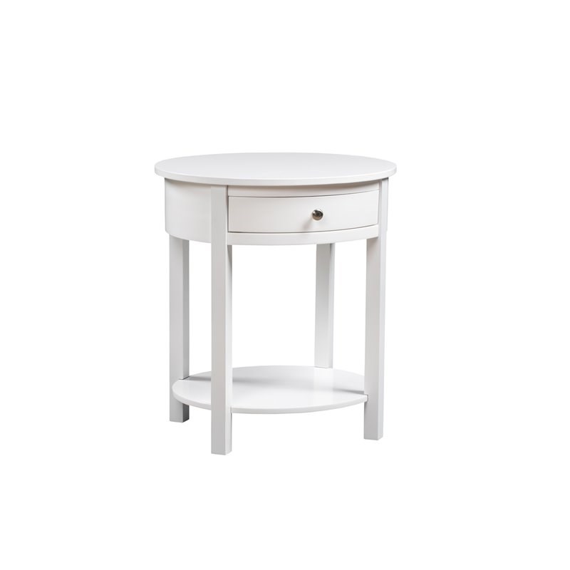Home Square Accents Cypress End Table in White Wood Finish - Set of 2
