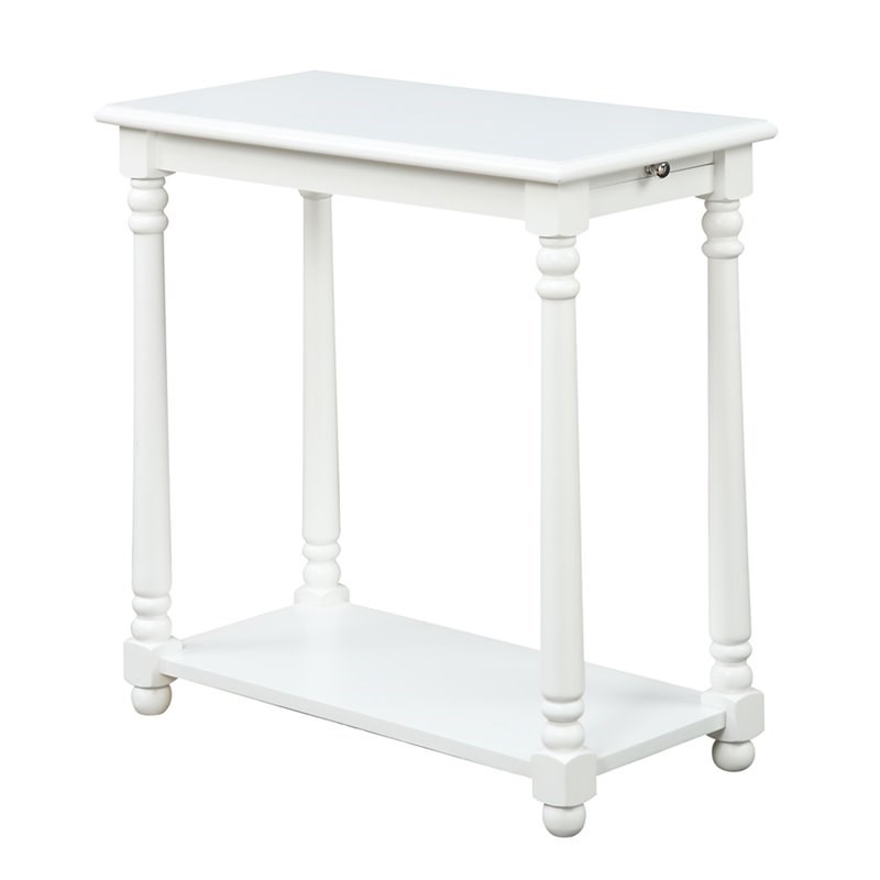 Home Square Regent End Table in White Wood Finish - Set of 2