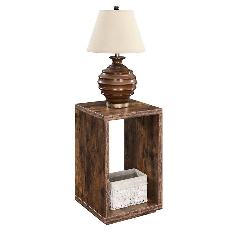 Home Square Northfield Admiral End Table with Shelf in Nutmeg Wood - Set of 2
