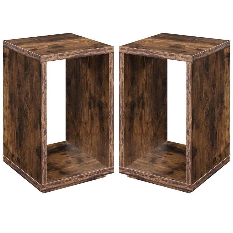 Home Square Northfield Admiral End Table with Shelf in Nutmeg Wood - Set of 2