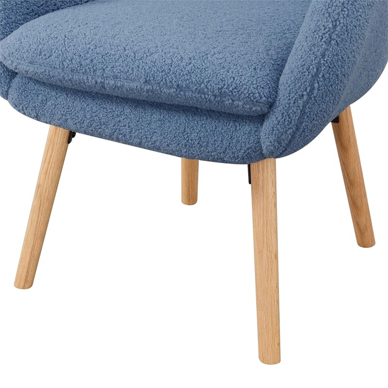 Home Square Charlotte Sherpa Furniture Accent Chair in Blue - Set of 2