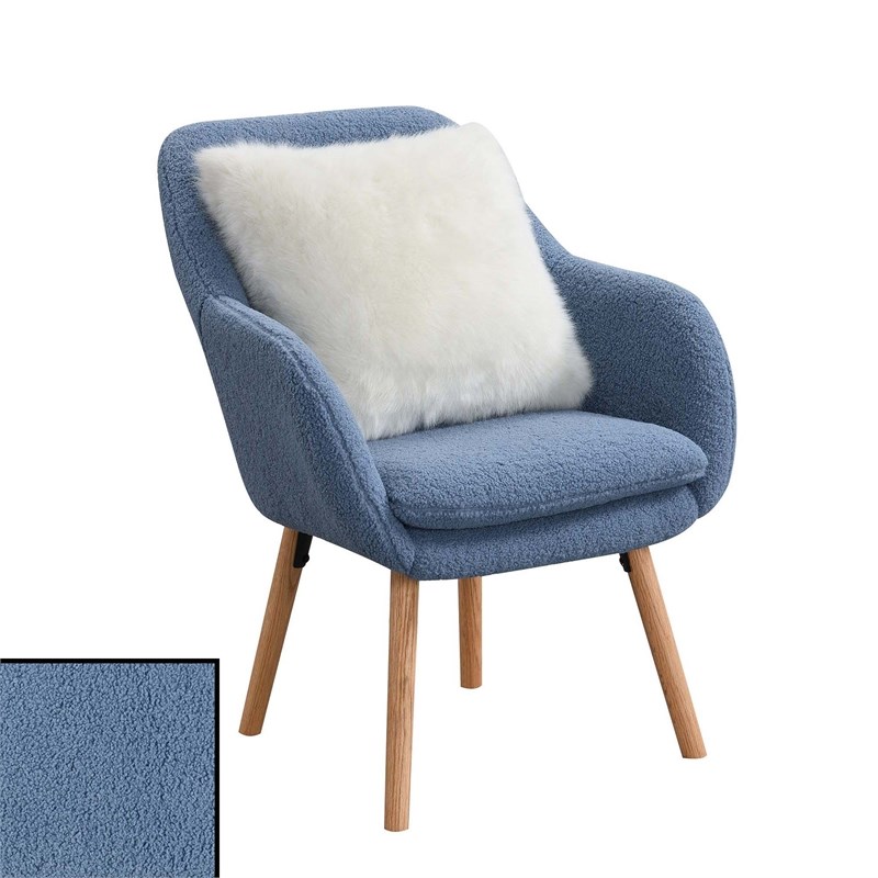 Home Square Charlotte Sherpa Furniture Accent Chair in Blue - Set of 2