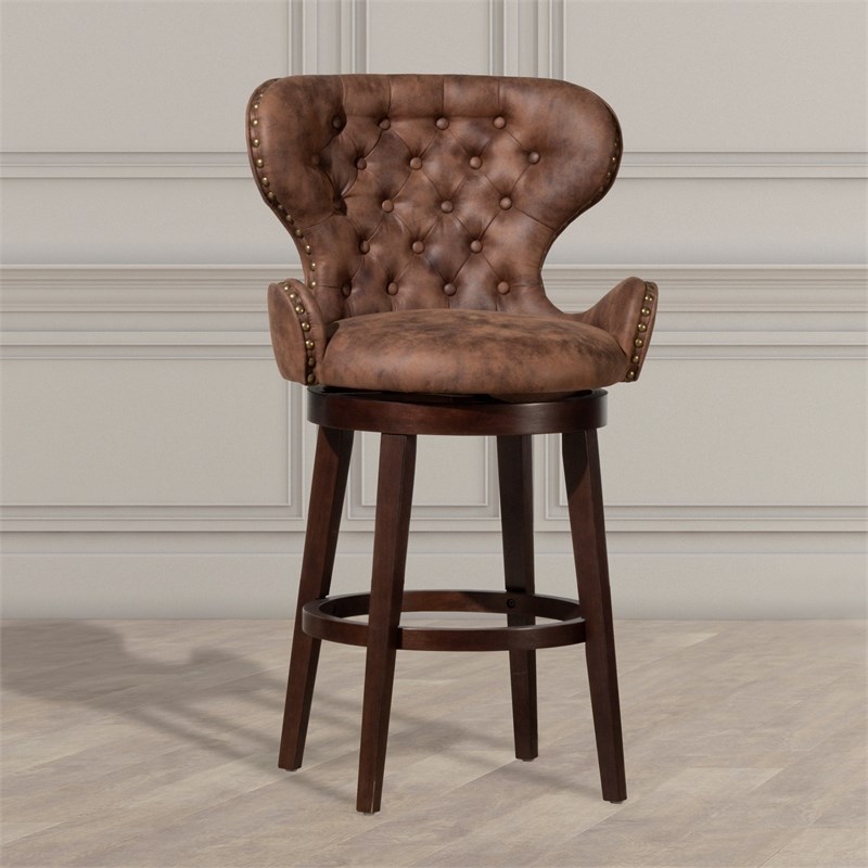 Home Square Swivel Counter Height Stool Chocolate - Set of 3