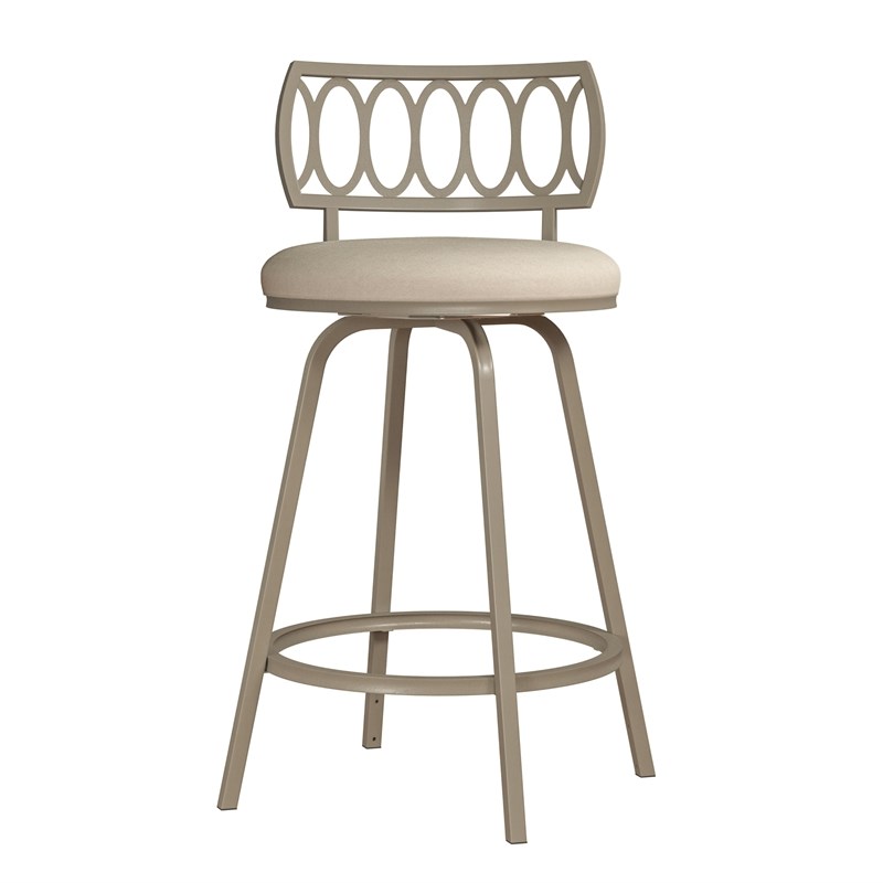Home Square Circle Back Metal Adjustable Stool in Champagne Gold - Set of 3