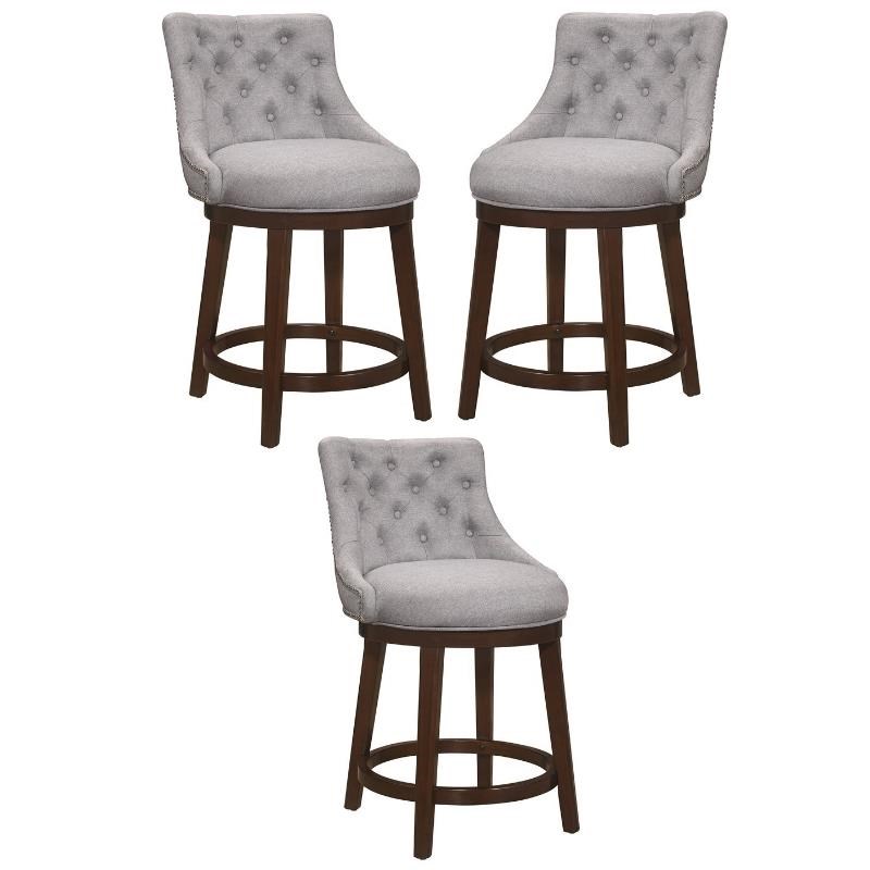 Home Square Wood Swivel Counter Height Stool in Chocolate - Set of 3