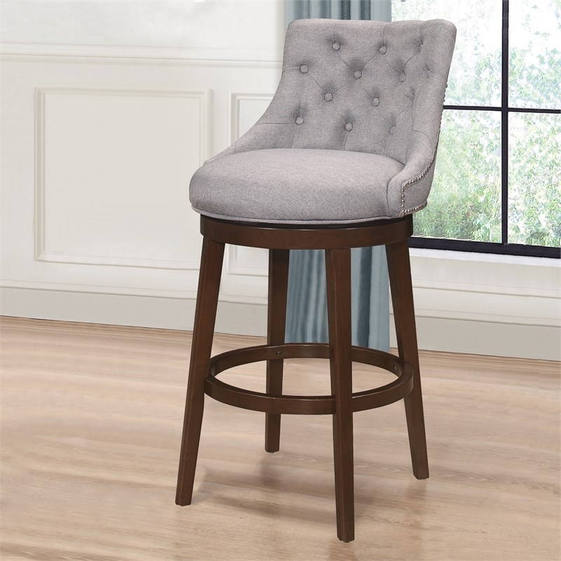 Home Square Wood Swivel Bar Height Stool in Chocolate - Set of 3