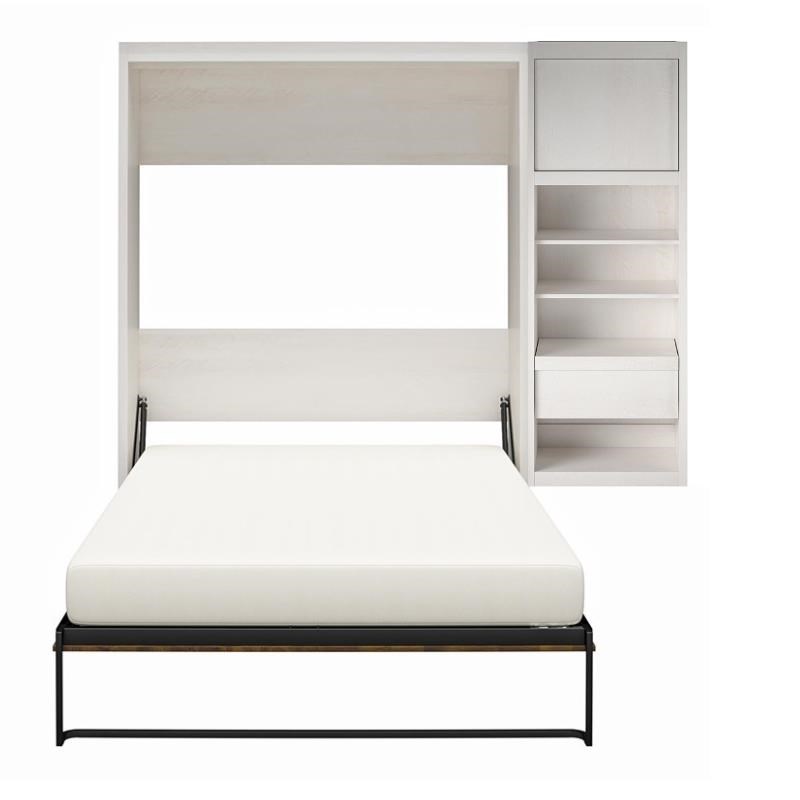 maniac Bewijs Wapenstilstand Home Square 2 Piece Set with Full Murphy Wall Bed and Bed Side Cabinet in  White | Homesquare