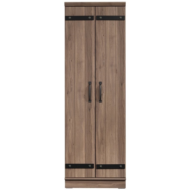 Home Square 2-Piece Set with Wardrobe Armoire & 2-Barn Door Storage Cabinet