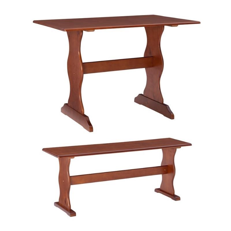 Home Square Furniture 2-Piece Set with Dining Table & Bench in Walnut