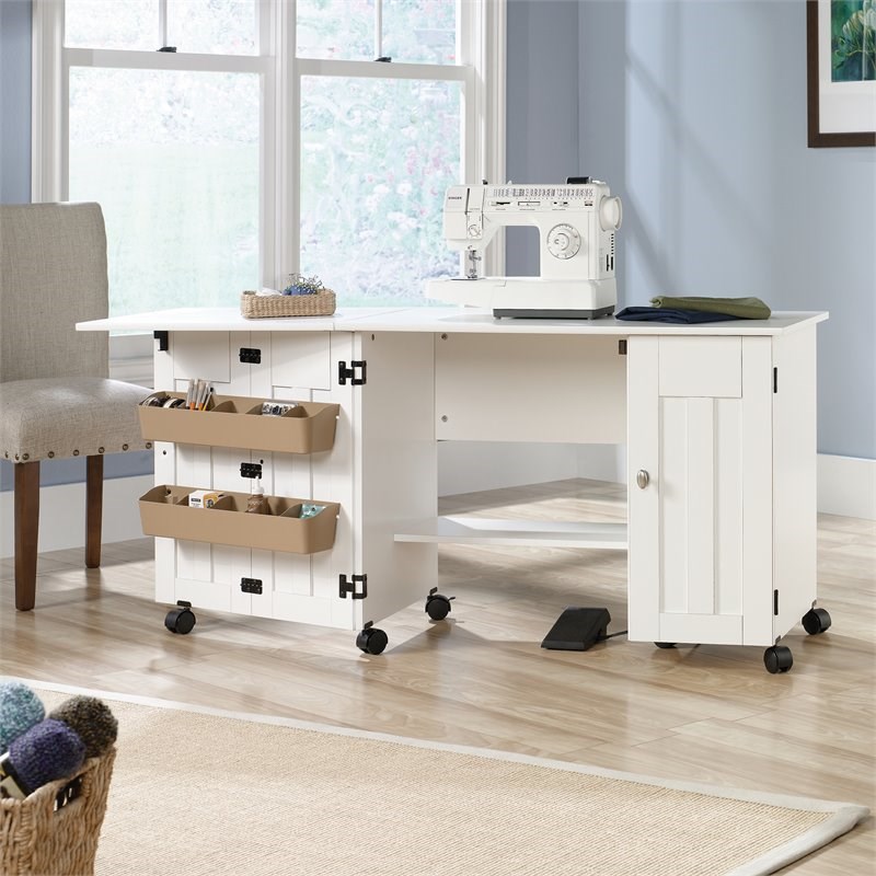 Home Square Furniture 2-Piece Set with Craft Table & 3-Shelf Bookcase