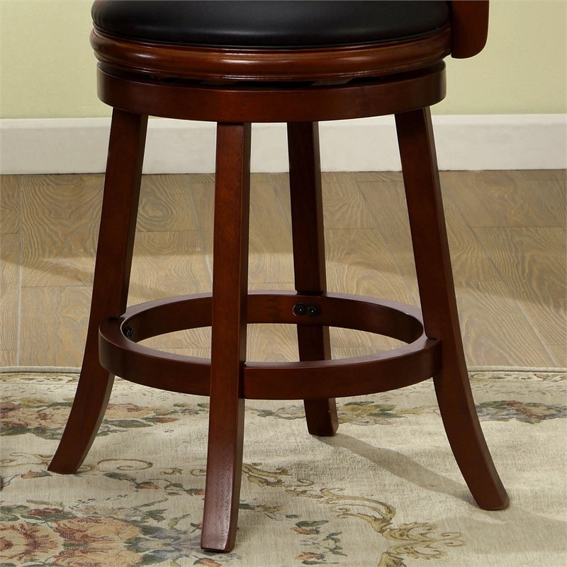 Home Square Rugerri 24Inch Wood Swivel Bar Stool in Dark Cherry Set