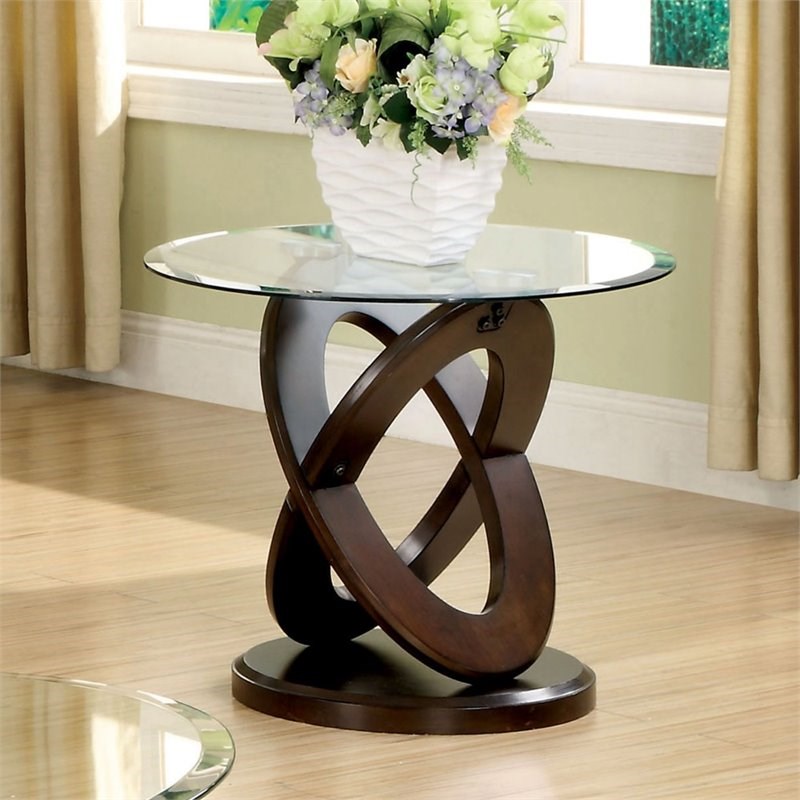 Home Square Darbunic Contemporary Wood End Table in Dark Walnut - Set of 2