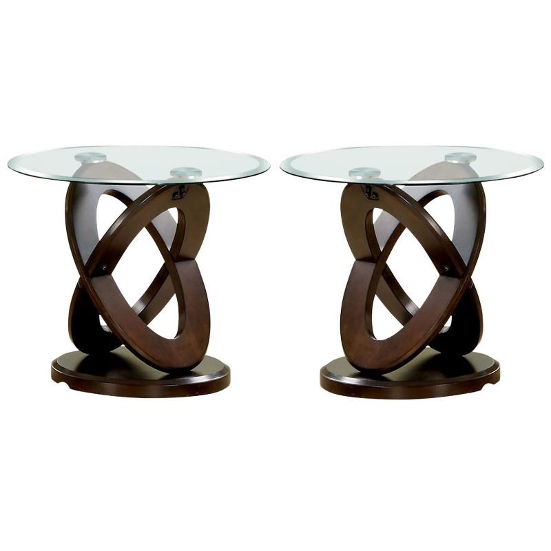 Home Square Darbunic Contemporary Wood End Table in Dark Walnut - Set of 2