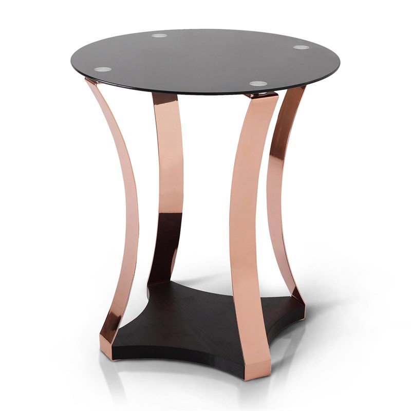 Home Square Contessa Metal 1-Shelf End Table in Rose Gold - Set of 2