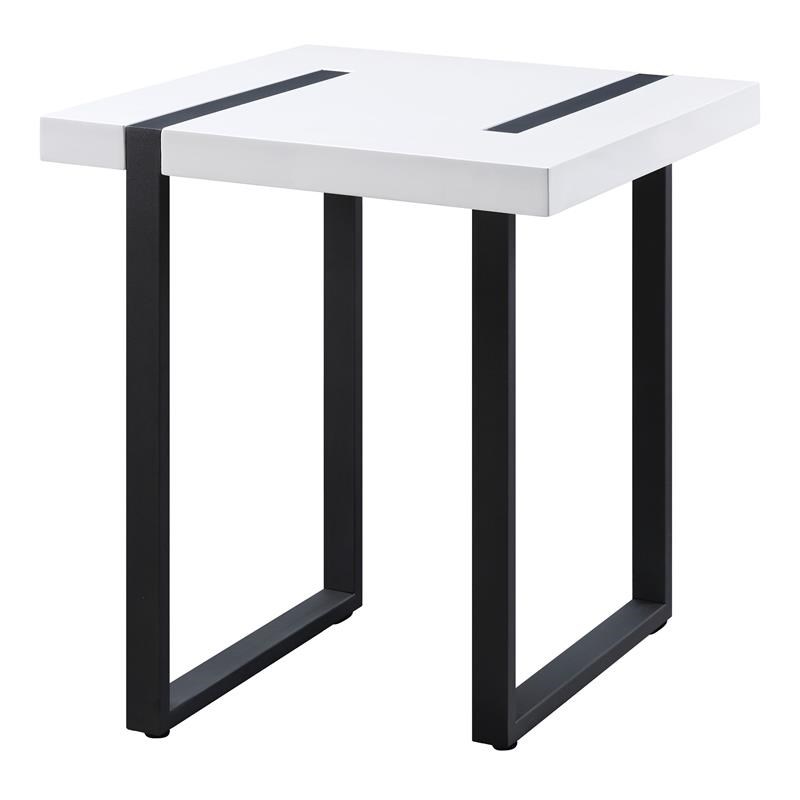 Home Square Aryala Contemporary Metal End Table in Black and White - Set of 2