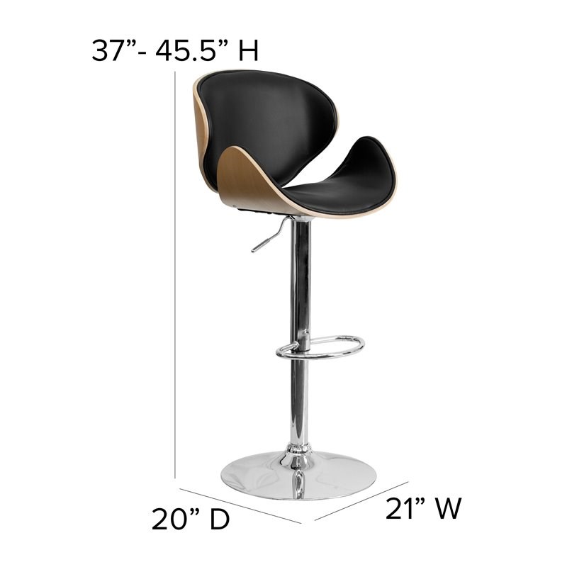 Home Square Adjustable Wood Bar Stool with Chrome Base in Beech - Set of 3