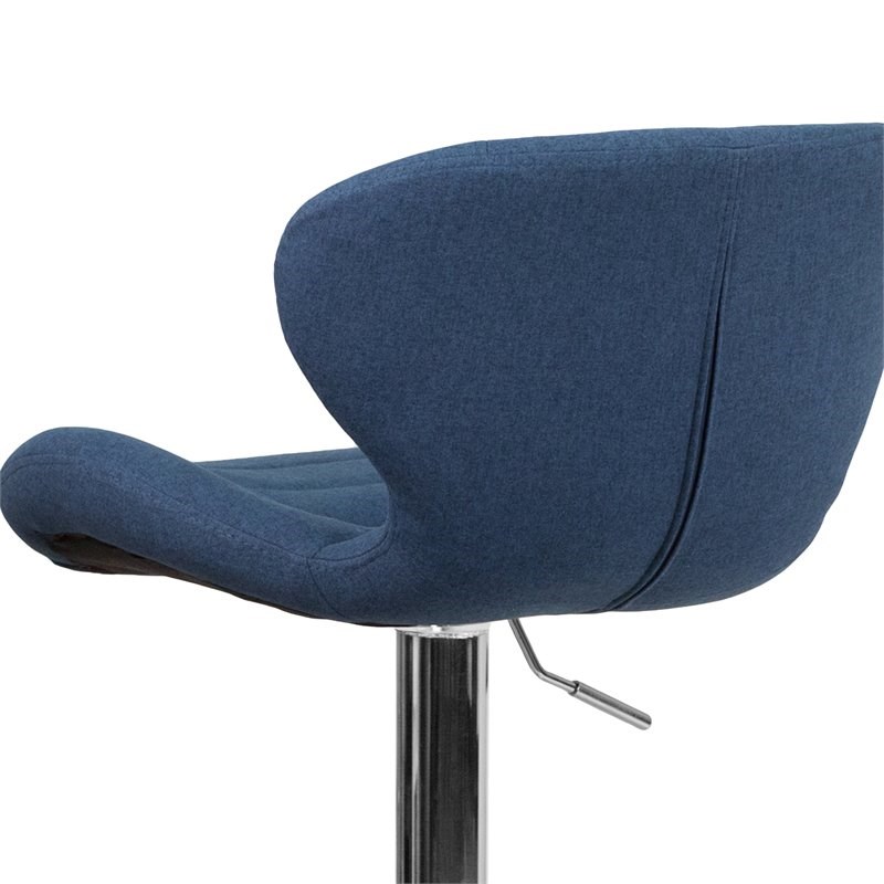 Home Square Charcoal Fabric Adjustable Bar Stool in Blue Finish - Set of 3