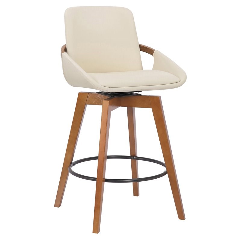 Home Square Bar or Counter Height Stool in Cream Faux Leather Set of