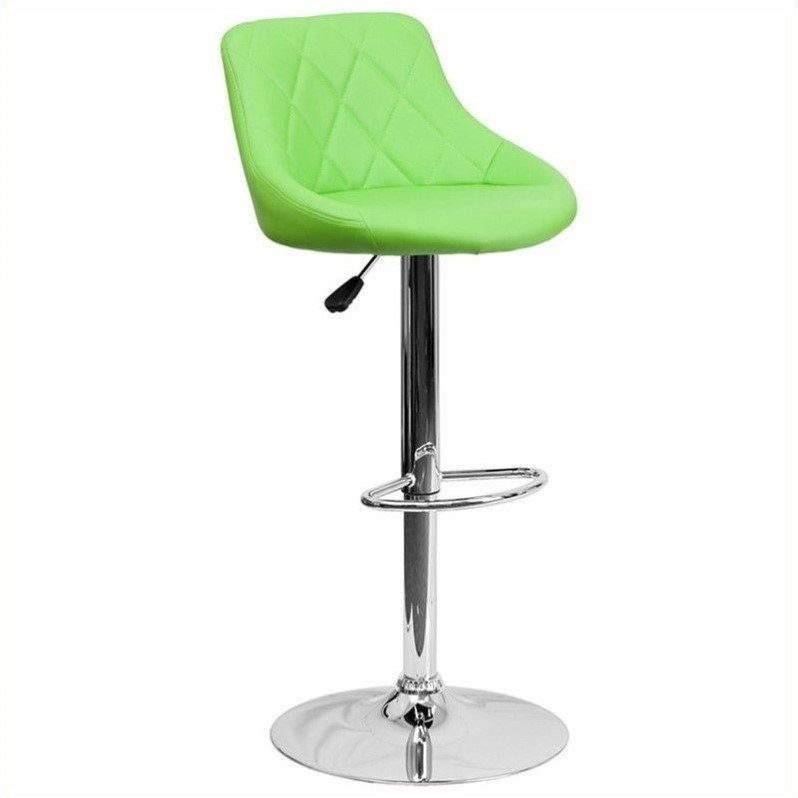 Home Square Adjustable Quilted Bucket Seat Bar Stool in Green - Set of 2