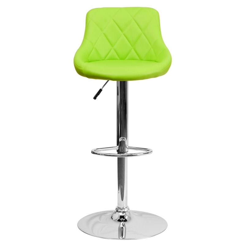 Home Square Adjustable Quilted Bucket Seat Bar Stool in Green - Set of 2