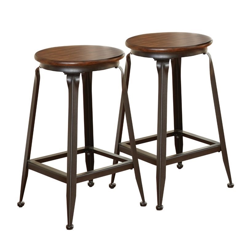 Home Square 24 inch Counter Stool in Brown Burnish Finish - Set of 2