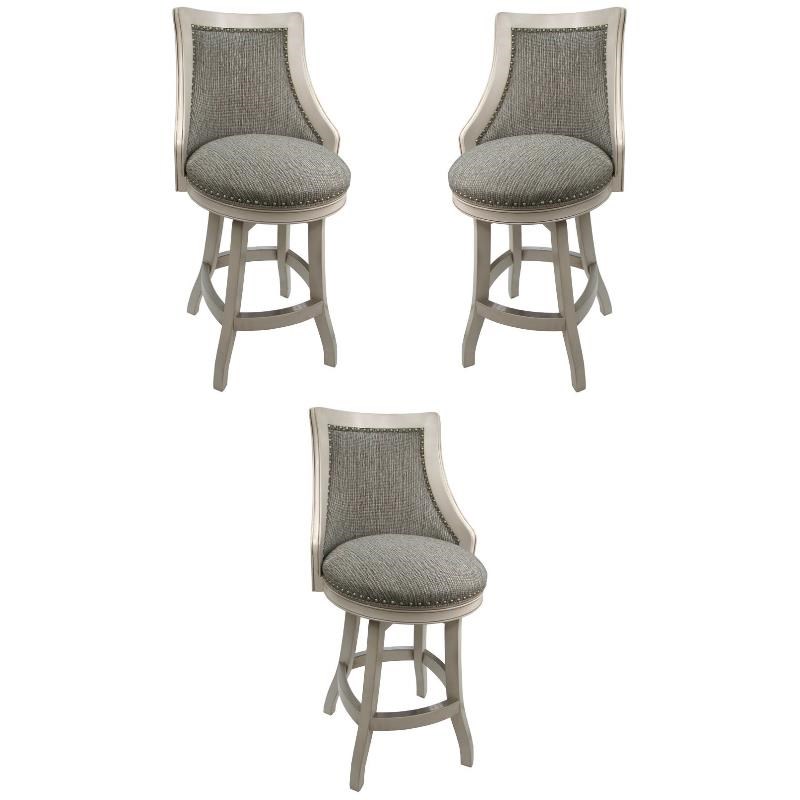 Home Square 26" Swivel Wood Counter Stool in Smoke Gray Set of 3