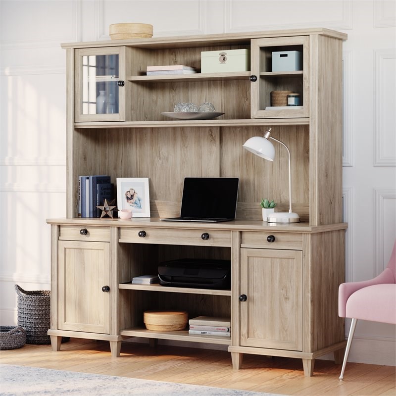 Home Square 3-Piece Set with L-Shaped Desk Hutch & Library Base