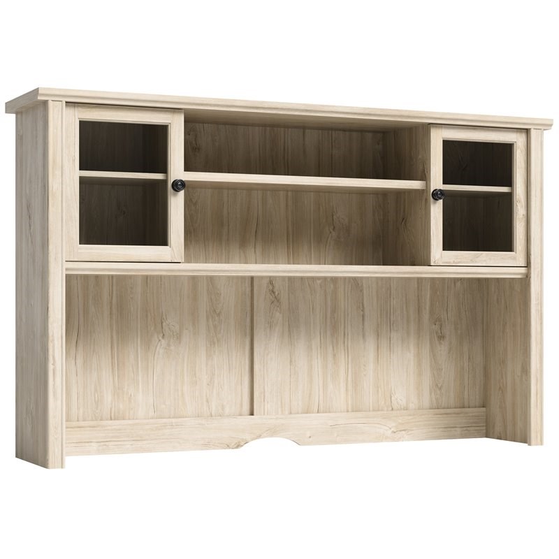 Home Square 4-Piece Set with L-Shaped Desk Hutch Library Base & Library Hutch
