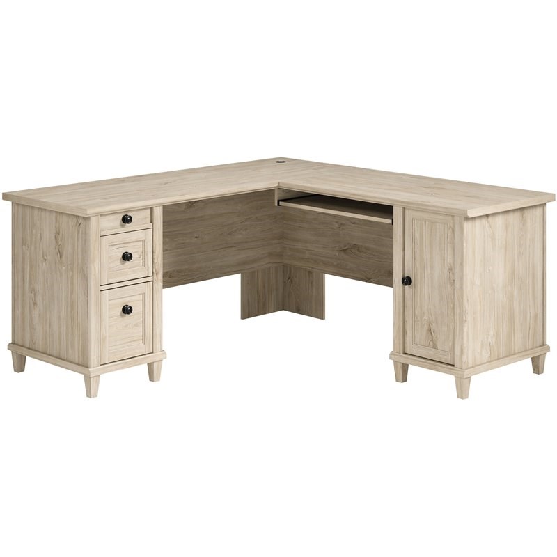 Home Square 2-Piece Set with L-Shaped Desk & Hutch in Chalked Oak