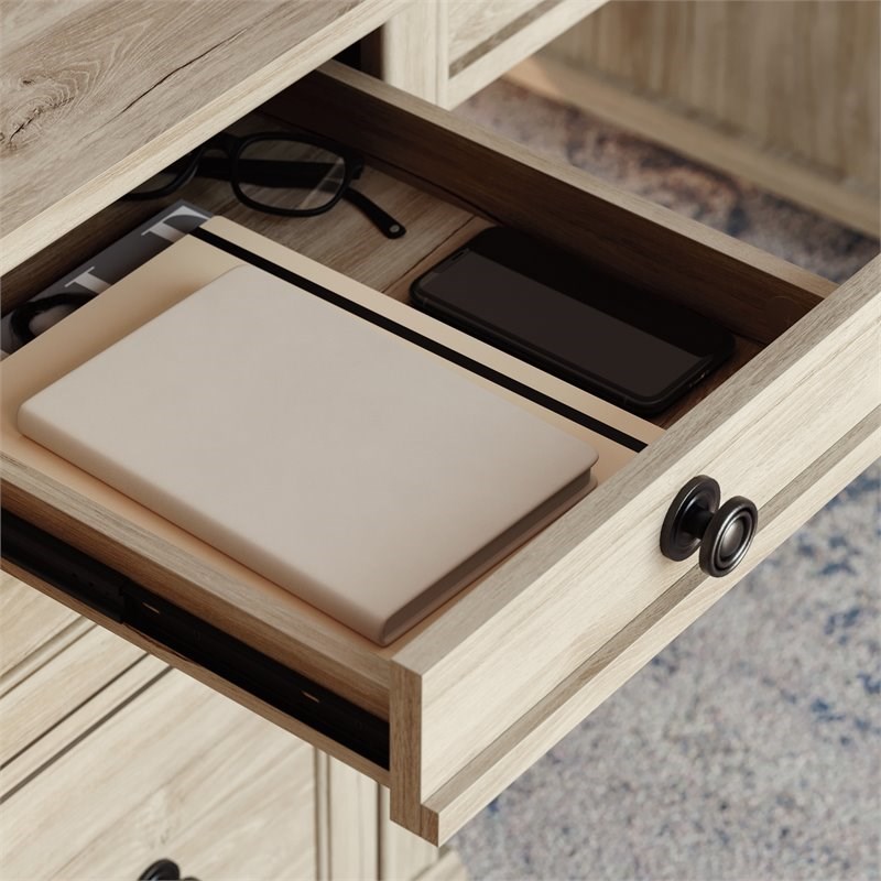 Home Square 4-Piece Set with Executive Desk Hutch File Cabinet & Library Hutch