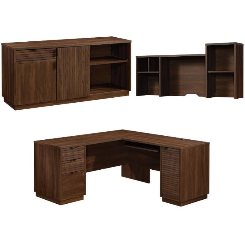 Home Square 3-Piece Set with L-Shaped Desk & Hutch & Office Credenza