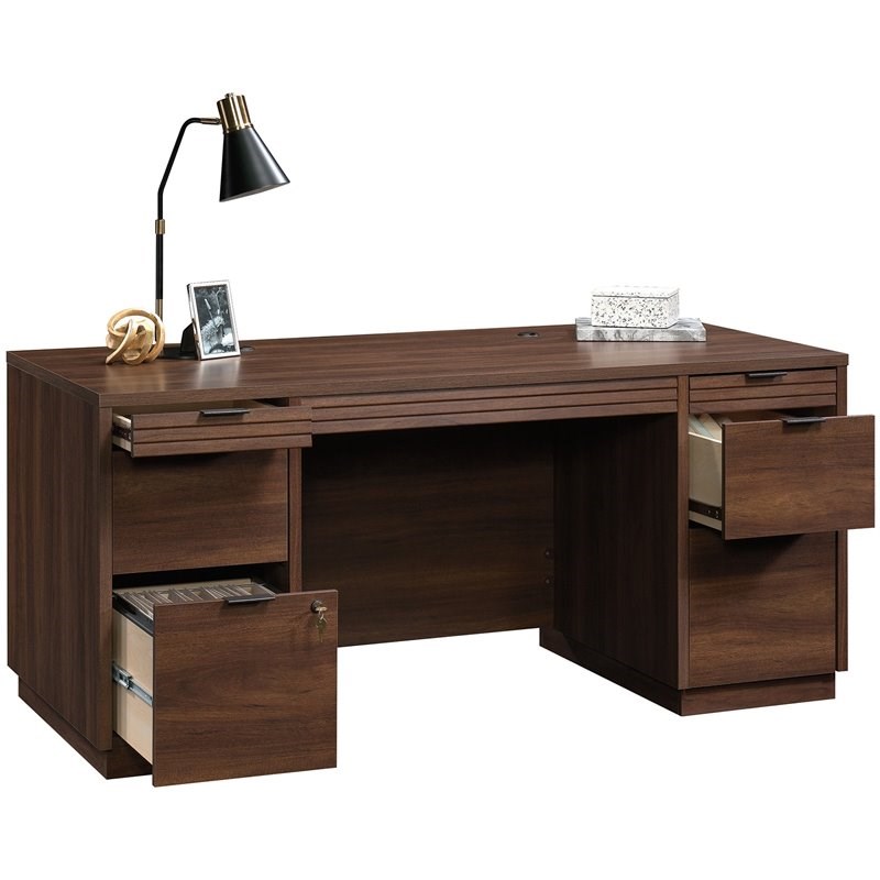 Home Square 4-Piece Set with Executive Desk Lateral File Hutch & Library Hutch