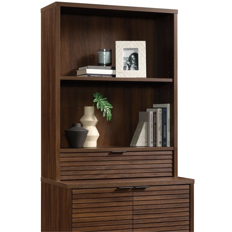 Home Square 4-Piece Set with Executive Desk Lateral File Hutch & Library Hutch