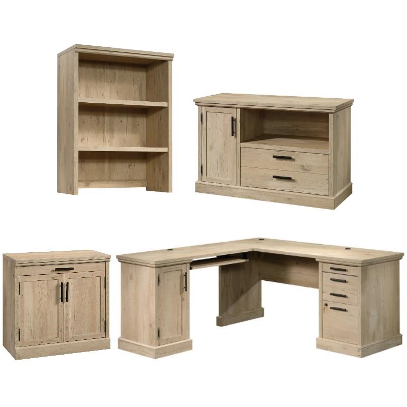 Home Square 4-Piece Set with L-Shaped Desk Hutch Storage Stand & Filing Cabinet
