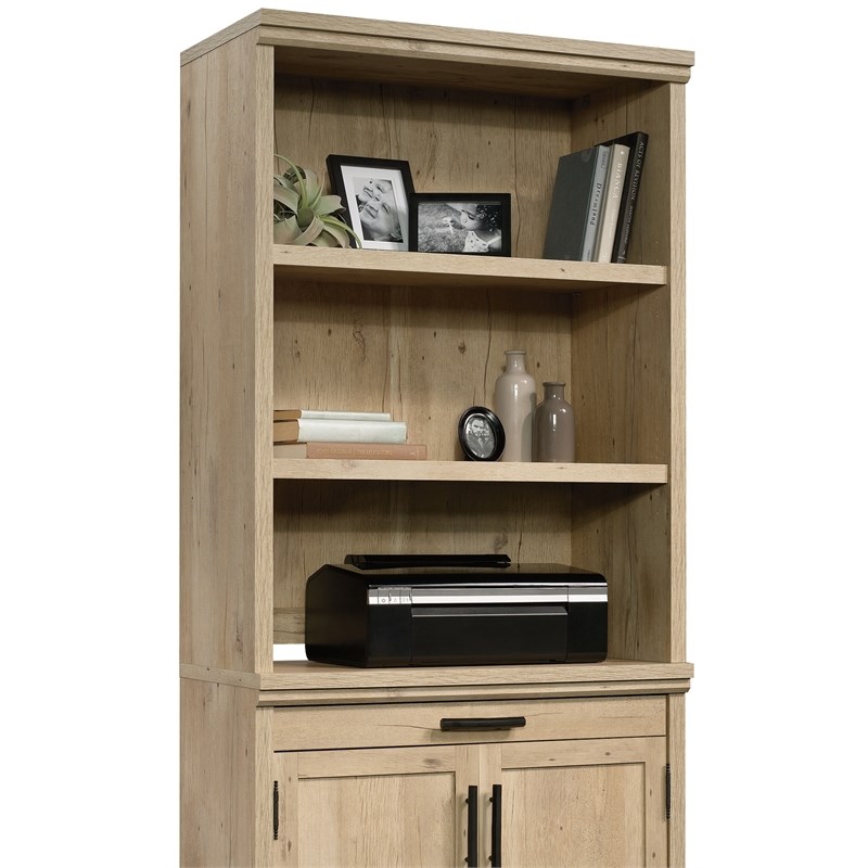 Home Square 3-Piece Set with L-Shaped Desk Library Hutch & Lateral File Cabinet
