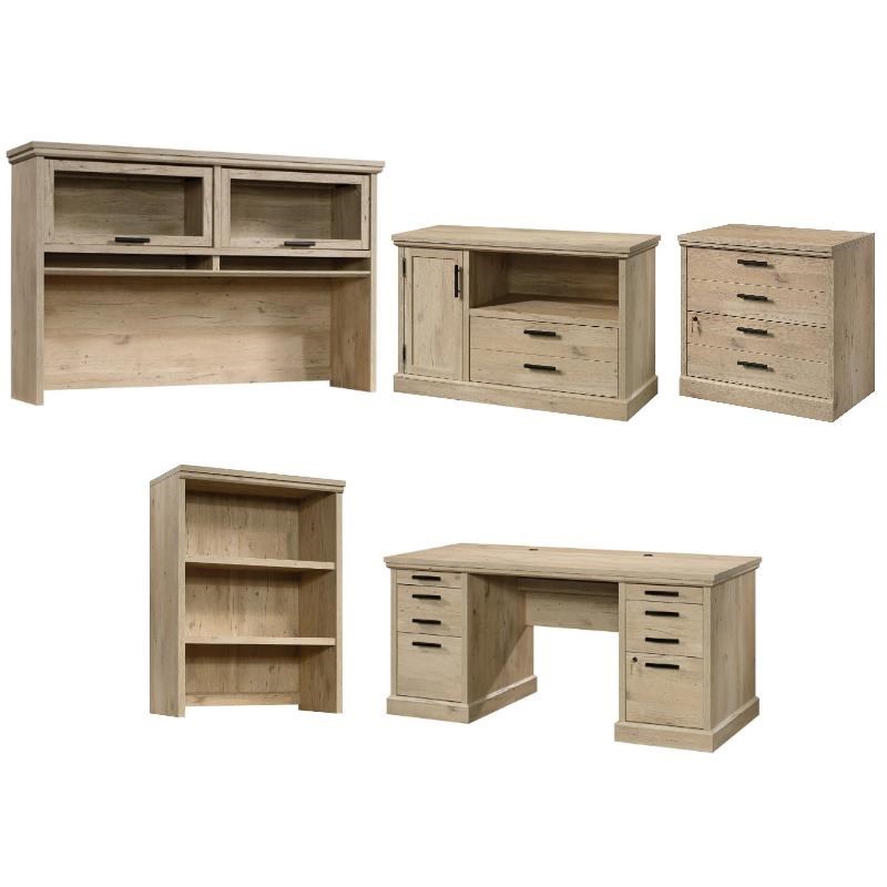 Home Square 5-Piece Set with Executive Desk 2 Hutches & 2 Filing Cabinets