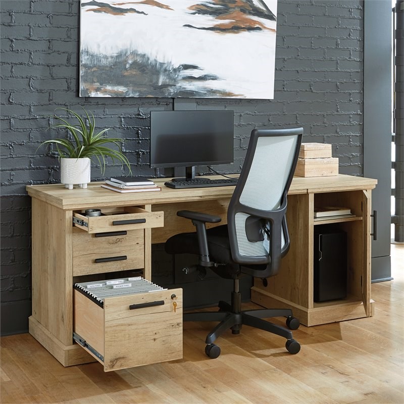 Home Square 3-Piece Set with Hutch Space Credenza Desk & Lateral File Cabinet