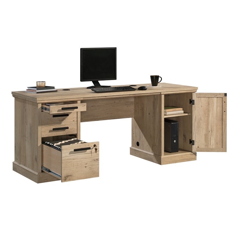 Home Square 3-Piece Set with Hutch Credenza Desk & Utility Stand Library Base